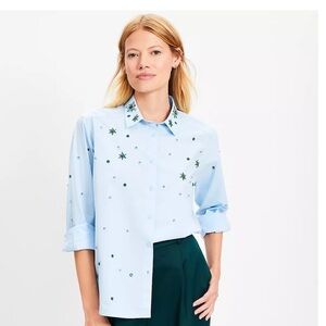 Crystal Poplin Everyday Relaxed Shirt NWT XS
